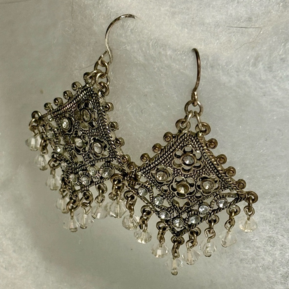 Vintage Chandelier Beaded Earrings Art Deco EUC - Picture 6 of 11